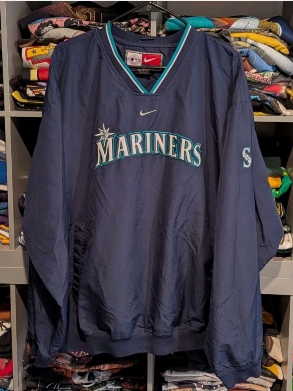 Vintage Mariners Nike Team jacket Pullover Windbreaker with Teal Trim size LARGE